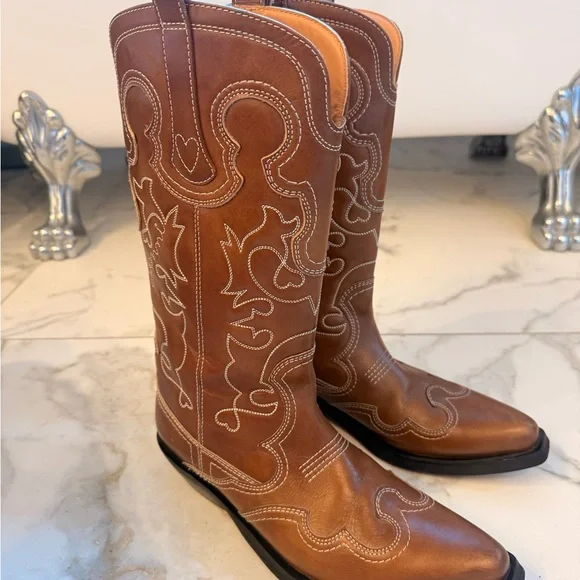 Ganni Mid Shaft Embroidered Westerj Boots (Size 42 EU) - Picture 5 of 9